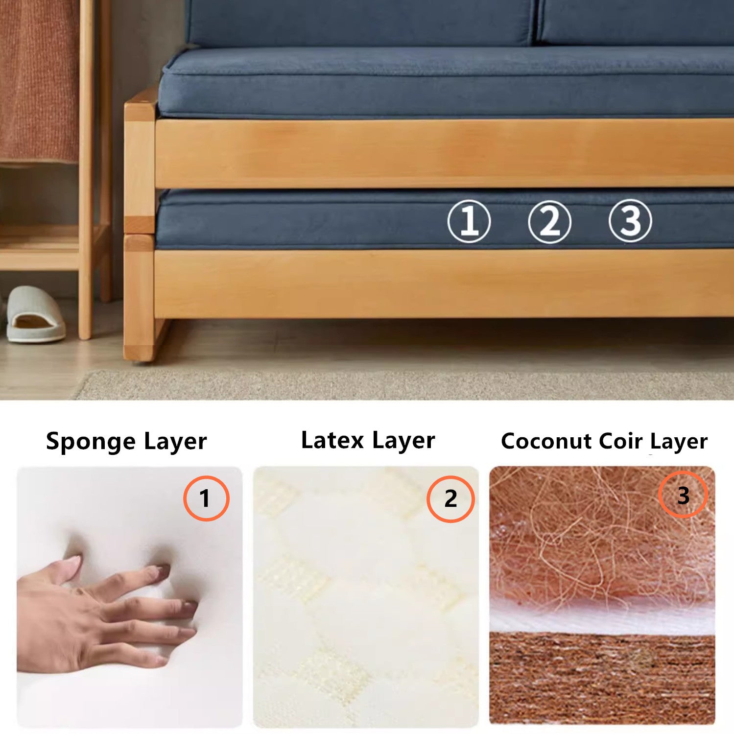 Japandi Solid Wood Stackable Sofa Bed – SPS FURNTIURE