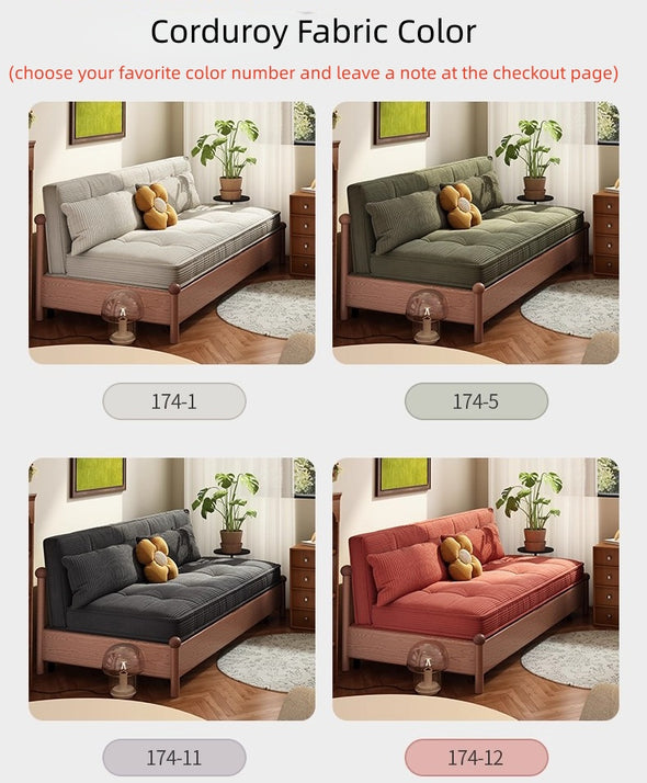Metal Frame Corduroy Fabric Sofa Bed with Underneath Storage