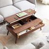 Solid Wood Lift Top Coffee Table with Drawers and Hidden Storage Compartments