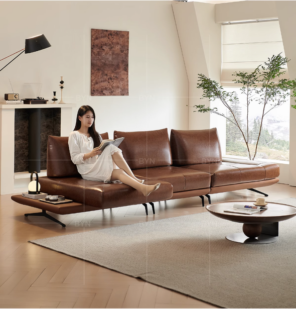 Modern Modular Island Rotating Sofa with Adjustable Armrest and Back Cushion