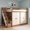 Solid Ash Wood Loft Bed with Underneath Wardrobe