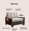 MARKSI Printed Fabric Sofa Bed with Rotating Armrest Table and Portable Storage Box