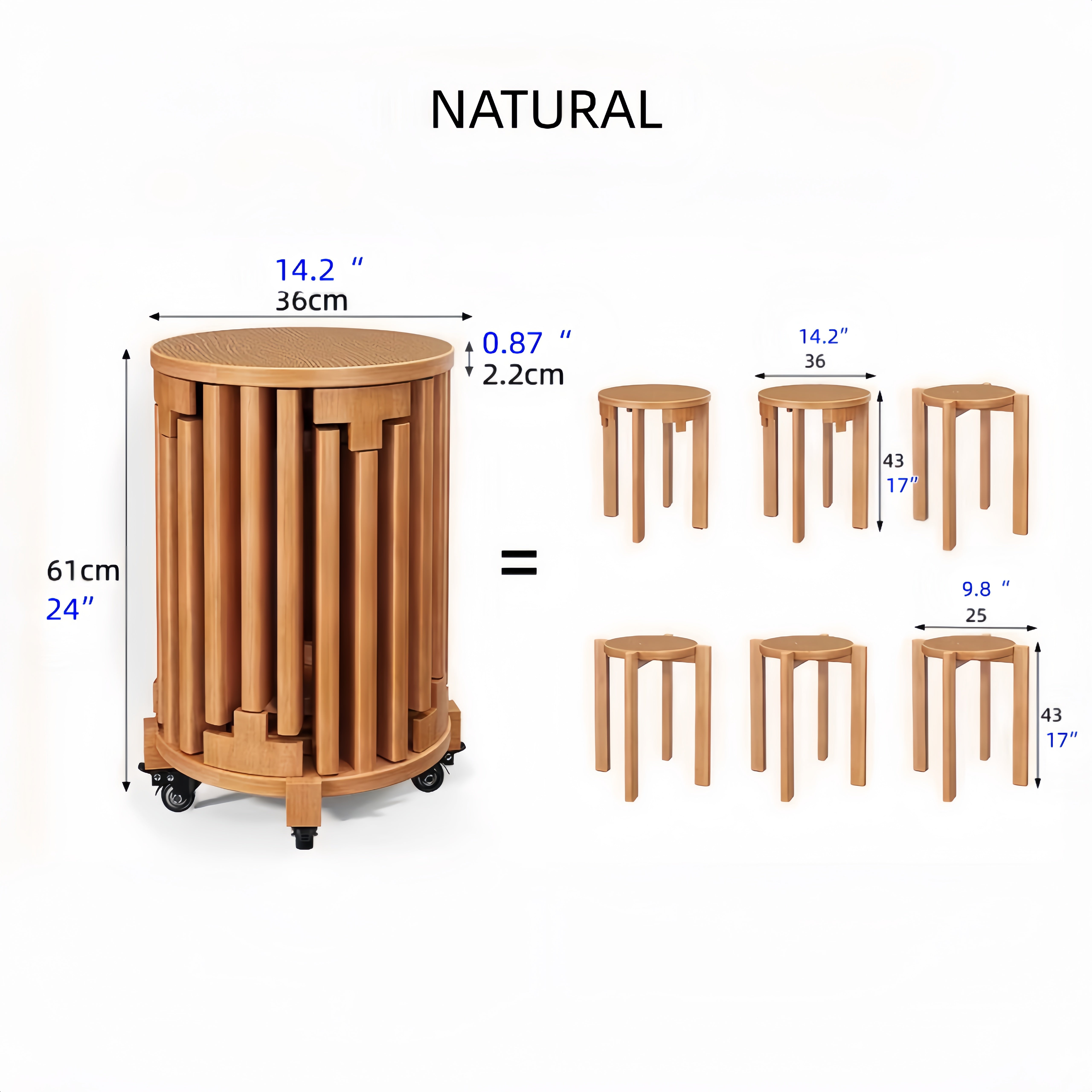 Stackable Stools Timber 6-In-1 Solid Wood Stackable Stools – SPS FURNTIURE