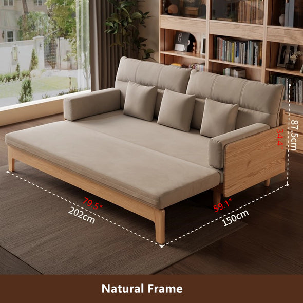 DM Solid Wood Frame Pull-Out Sofa Bed