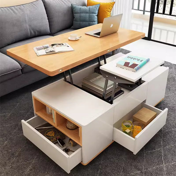 3-In-1 Folding Lift-top Multifunctional Coffee Table With Universal Wheels