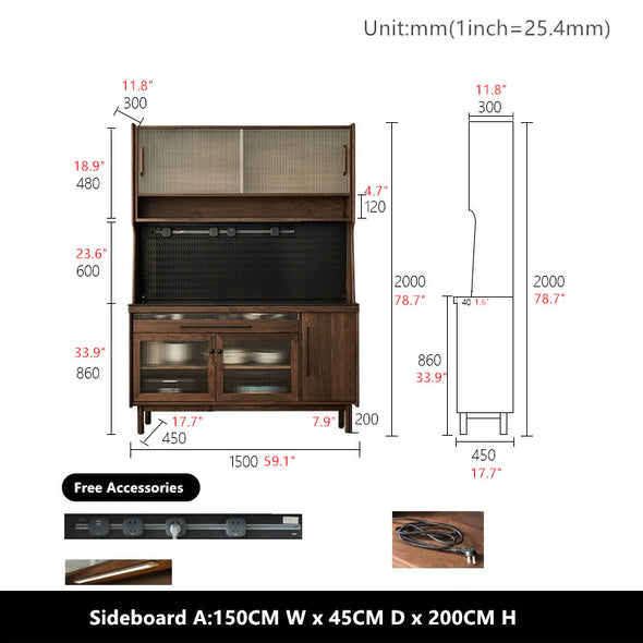 North American Walnut Wood Sideboard Cabinet