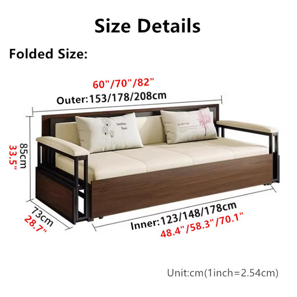 Multifunction Sofa Bed With Foldable Work Desk and Underneath Storage