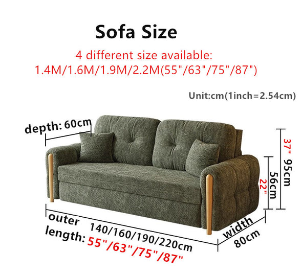 3-In-1 Chenille Fabric Sofa Bed with Electric Lifting Coffee Table
