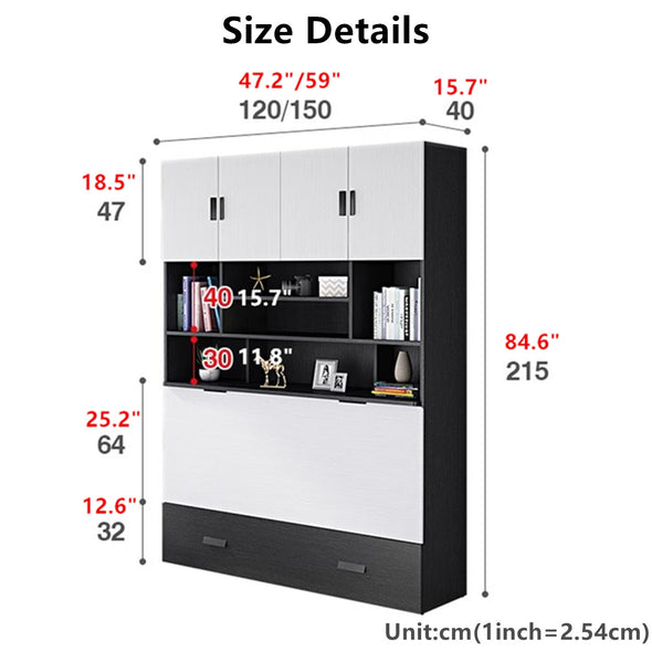 Murphy Cabinet Bed with Deepest Storage Shelf