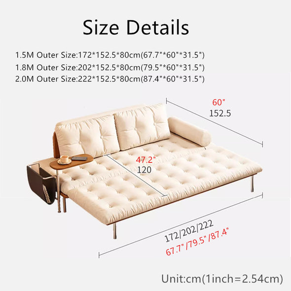 Nordic Minimalist Sofa Bed with Rotating Side Table