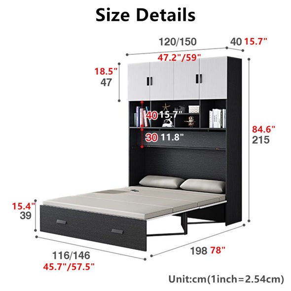 Murphy Cabinet Bed with Deepest Storage Shelf