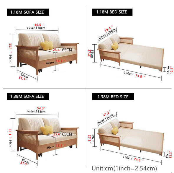 Rattan Weaving Armrest Sofa Bed