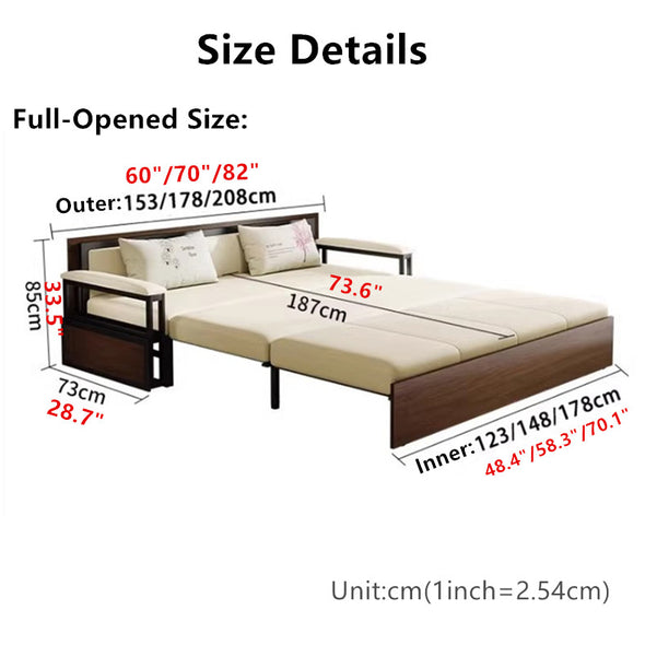 Multifunction Sofa Bed With Foldable Work Desk and Underneath Storage