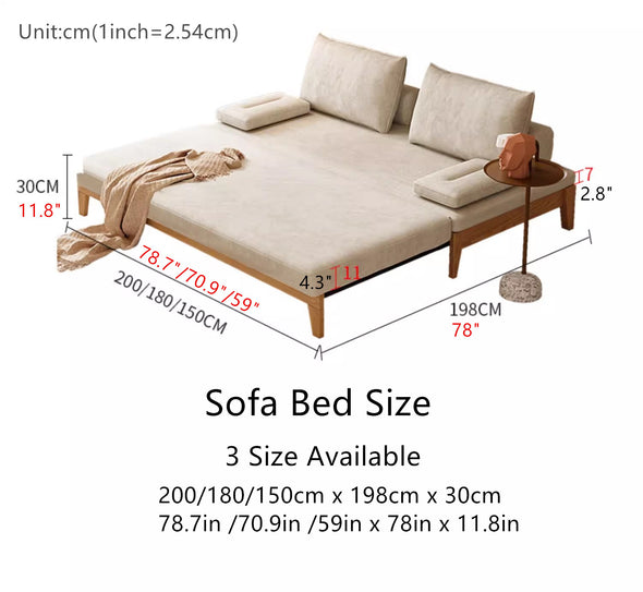 Japandi Movable Back Cushions Pull Out Sofa Bed