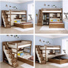 Solid Ash Wood Loft Bed with High Storage Bed Wardrobe and Drawer Stairs  and Desk Combination