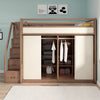 Solid Ash Wood Loft Bed with Underneath Wardrobe