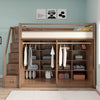 Solid Ash Wood Loft Bed with Underneath Wardrobe