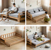 Japandi Beech Solid Wood Sleeper Sofa Bed