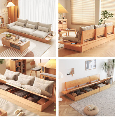 Single Seater Solid Oak wooden Sofa Bed