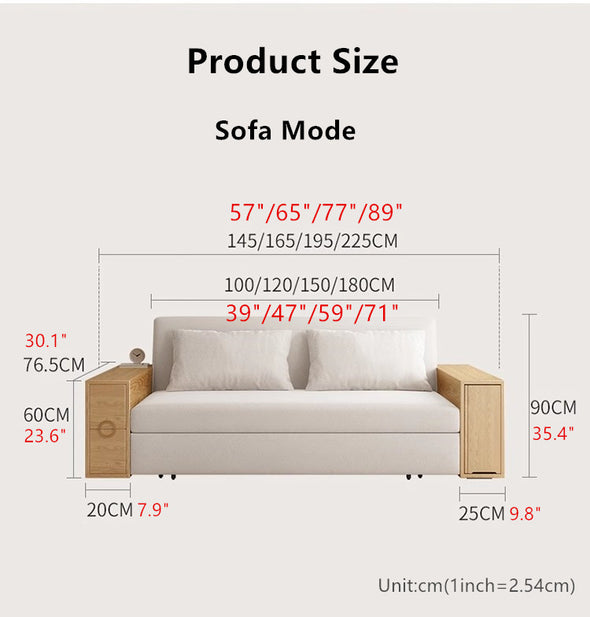3-in-1 Convertible Sofa Bed with Hidden Desk Armrest and Underneath Storage
