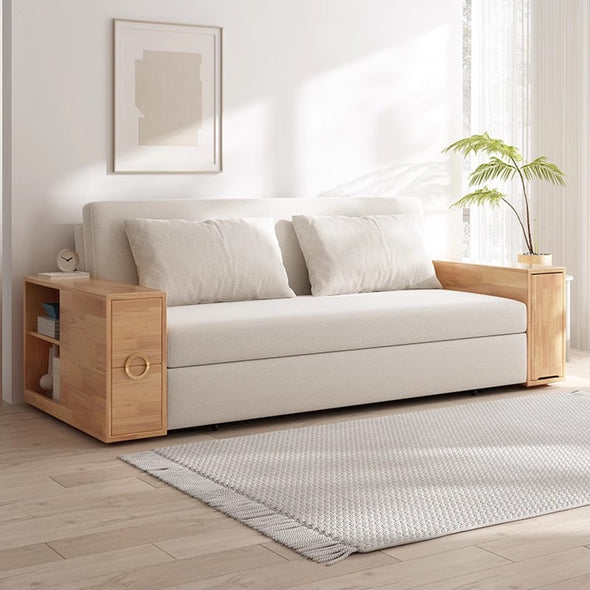 3-in-1 Convertible Sofa Bed with Hidden Desk Armrest and Underneath Storage