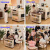 Multifunctional Extendable Kitchen Island Table with Sliding Countertop and  Ample Storage Cabinet