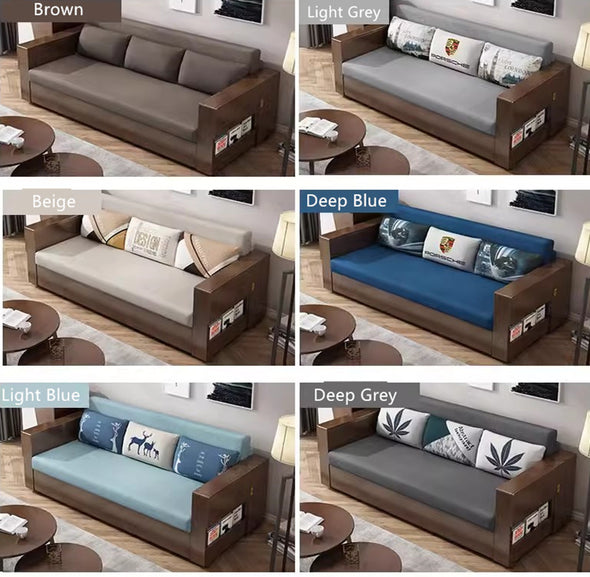 Convertible Sofa Bed and Lounge Chaise Set with Underneath Storage