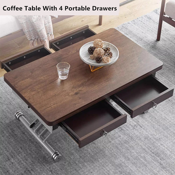 Multifunction Lifting Coffee Table with Drawers