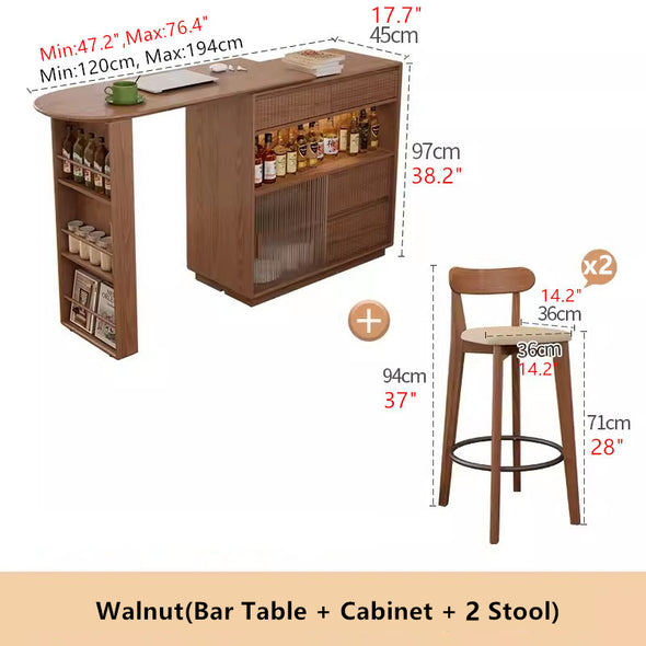 360 Degree Rotating Bar Table With Cabinet and Stools