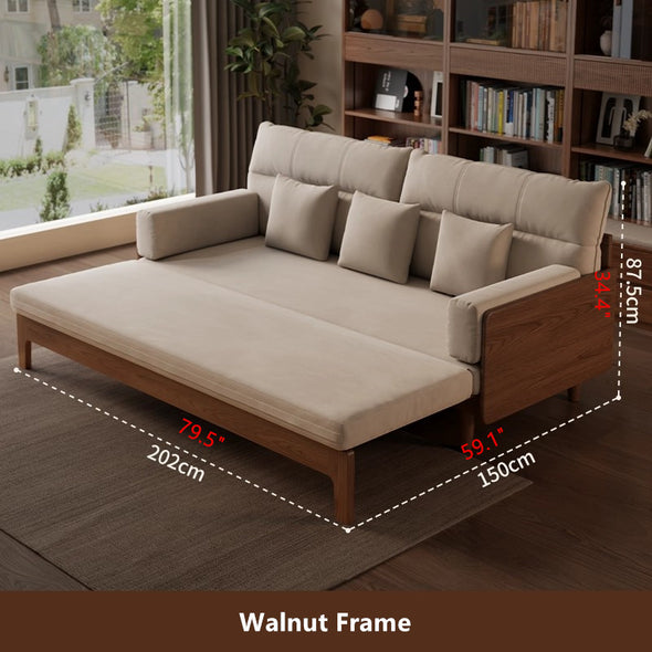 DM Solid Wood Frame Pull-Out Sofa Bed