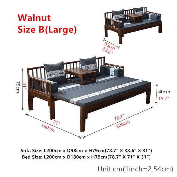 Multifunction Solid Wood Arhat Sofa Bed