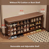 Adjustable Solid Wood Shoe Storage Bench with Soft PU Cushion