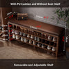 Adjustable Solid Wood Shoe Storage Bench with Soft PU Cushion