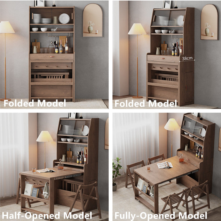Hutch Cabinet with Extendable Table and Folding Chairs – SPS FURNTIURE