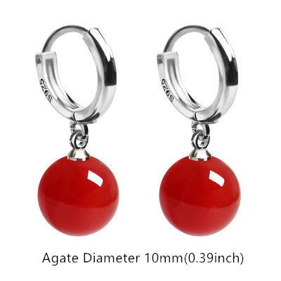 10mm-12mm Gemstone Drop Dangling White Gold Plated Sterling Silver Hoop Earrings for Women