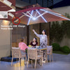Hydraulic Instant Open and Close 360 Degree Rotating Fully Aluminum Alloy Patio Umbrella with LED Light and Water Sand Tank Base