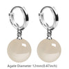 10mm-12mm Gemstone Drop Dangling White Gold Plated Sterling Silver Hoop Earrings for Women