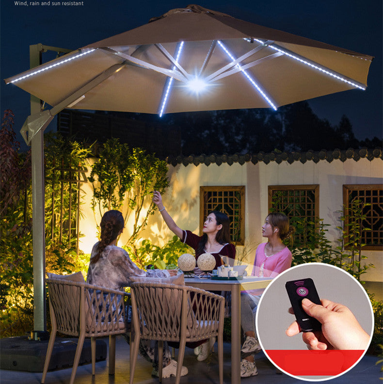 led lights for patio umbrella poles Hydraulic Instant Open and Close 360 Degree Rotating Fully Aluminum Al – SPS FURNTIURE