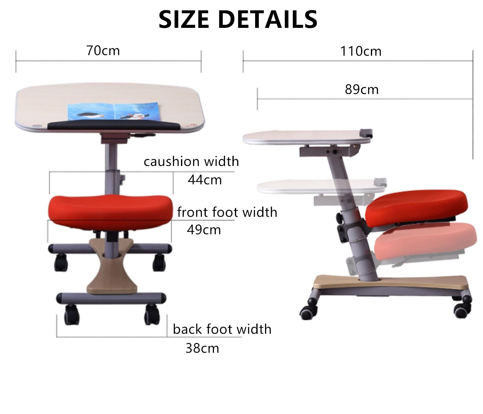 Movable and Adjustable Children's Study Table Mobile Workstation for A ...