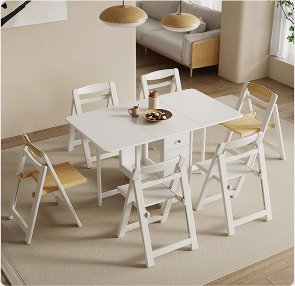 Drop Leaf Folding Dining Table With Foldable Chairs Set 5-Piece