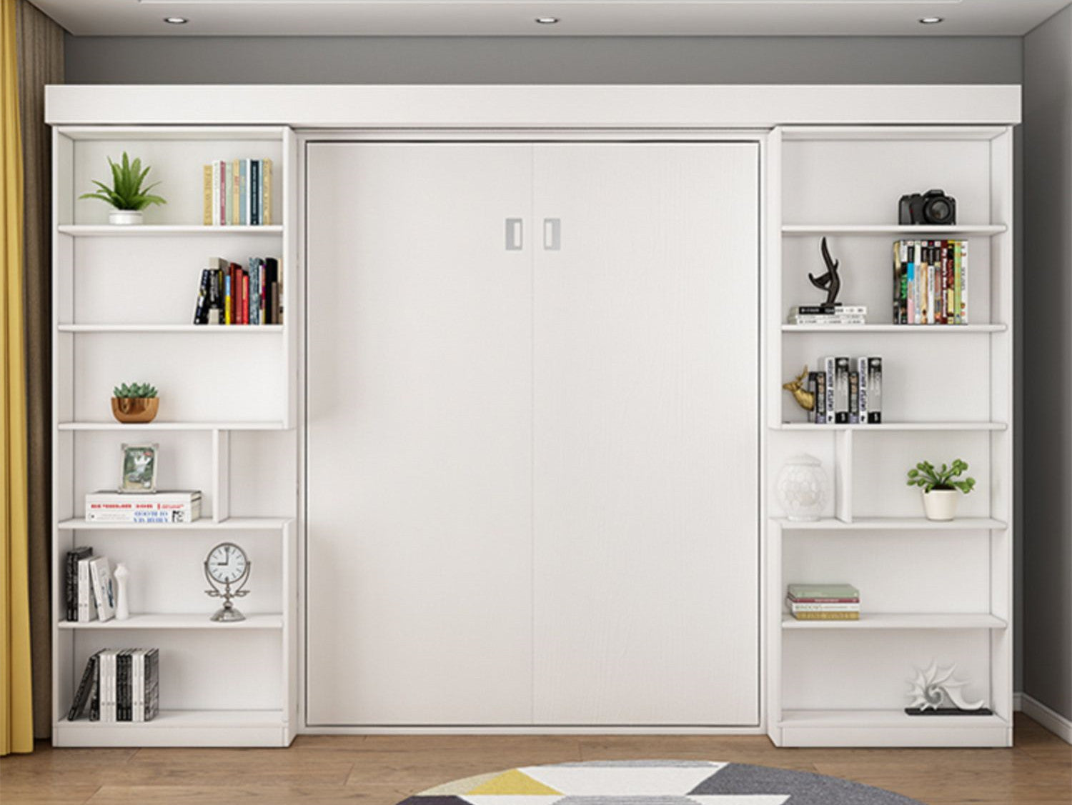 Murphy Bed with Bookshelf and Wardrobe and Foldable Desk – SPS FURNTIURE