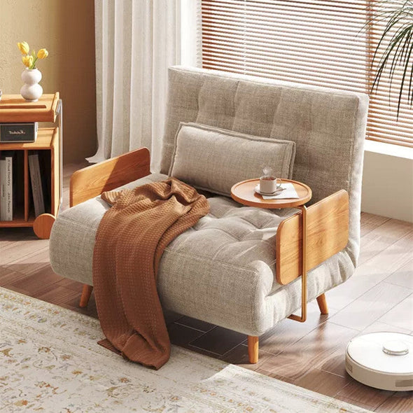 Adjustable Loveseat Sofa Bed with Rotating Armrest Tray