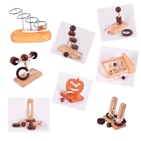 Brain Teasers Toy-3D Wooden Rope Puzzles