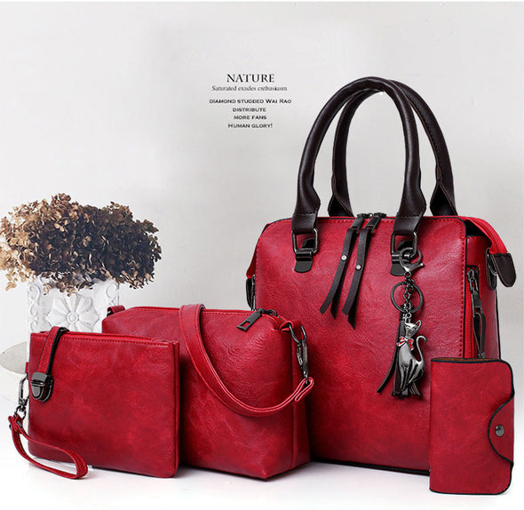New 4pcs/Set Women Composite Bags  Female PU Leather Shoulder Messenger Bags Tote Bag Bolsa