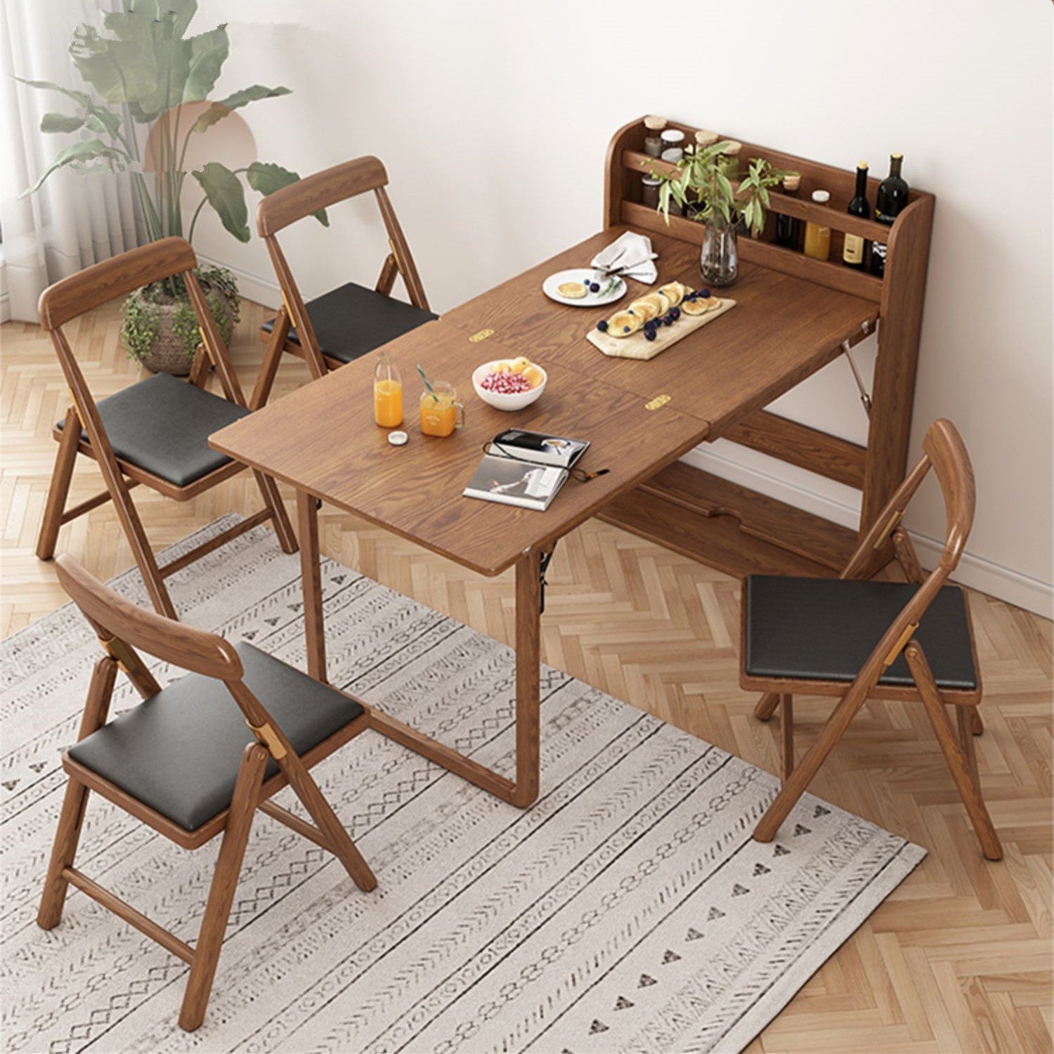 Solid Wood Folding Multifunctional Dining Table for Small Apartments ...