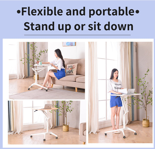 Pneumatic single leg sit to stand desk height adjustable workstation