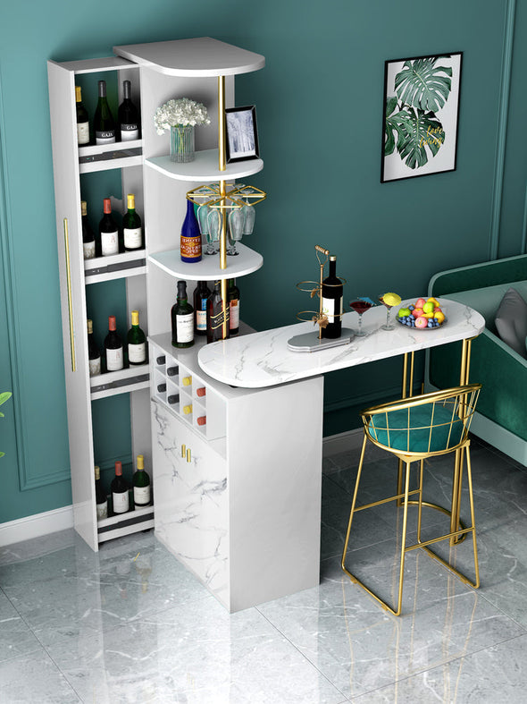rotating bar table with wine rack