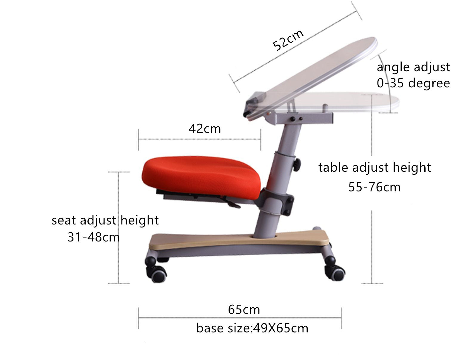 Movable and Adjustable Children's Study Table Mobile Workstation for A ...