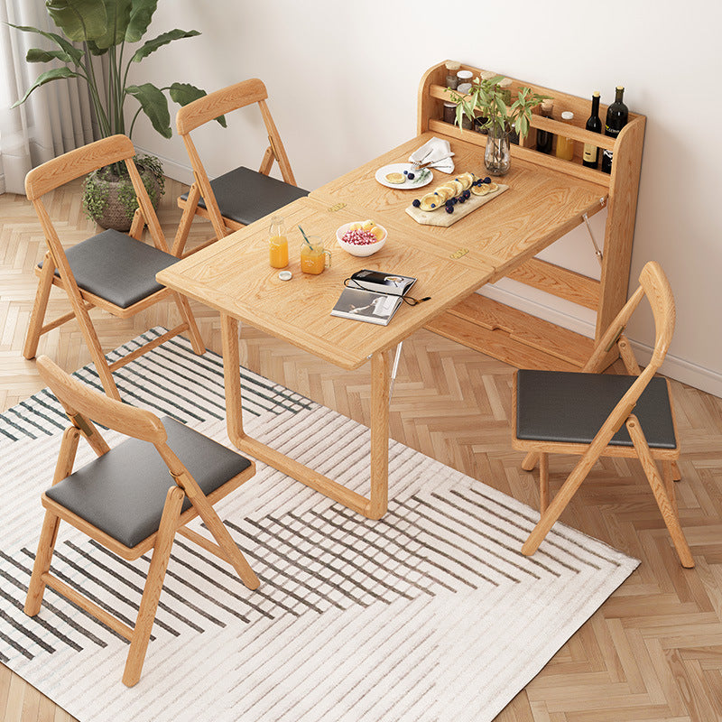 Solid Wood Folding Multifunctional Dining Table for Small