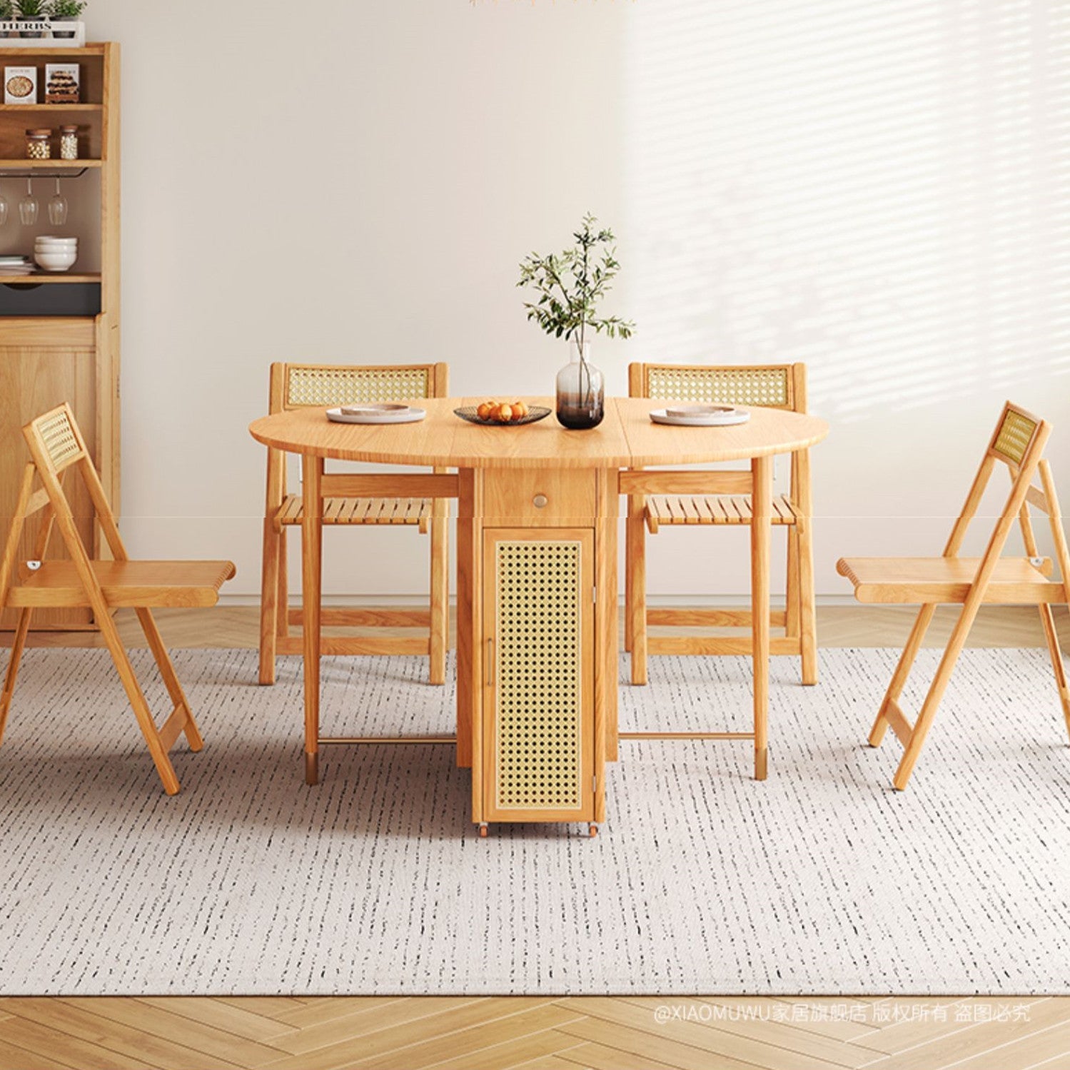 Double Drop Leaf Round Table with 4 Folding Chairs – SPS FURNTIURE